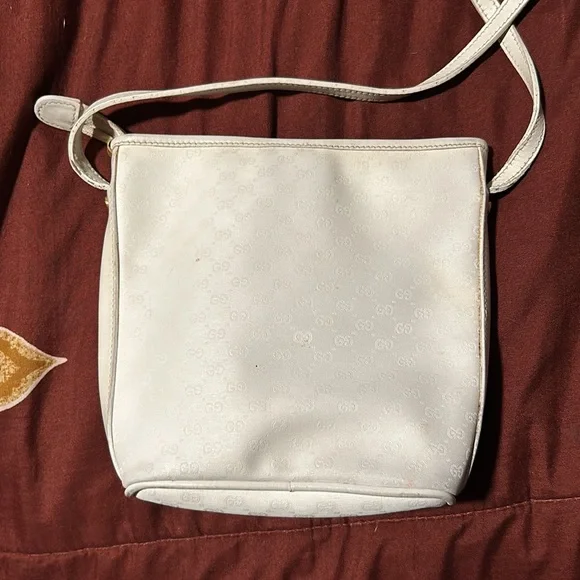 Vintage White Monogram Small Gucci Shoulder Purse - Picture 2 of 7